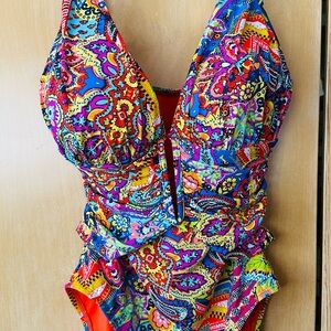 Bleu Rod Beattie Multicolor Paisley Women’s One-Piece Swimsuit